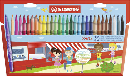 Pennarello - STABILO power - Punta Media - Astuccio da 30 - Colori assortiti (25572453)