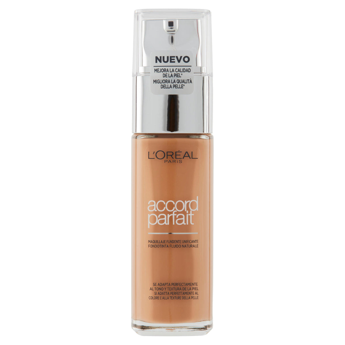 L'Oréal Paris Accord Parfait Fondotinta Liquido Arricchito con Acido Ialuronico 7.D/7.W Ambre Doré (25531647)