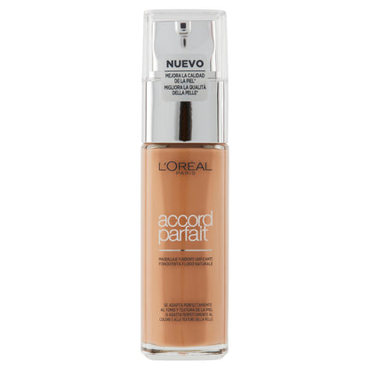 L'Oréal Paris Accord Parfait Fondotinta Liquido Arricchito con Acido Ialuronico 7.D/7.W Ambre Doré (25531647)