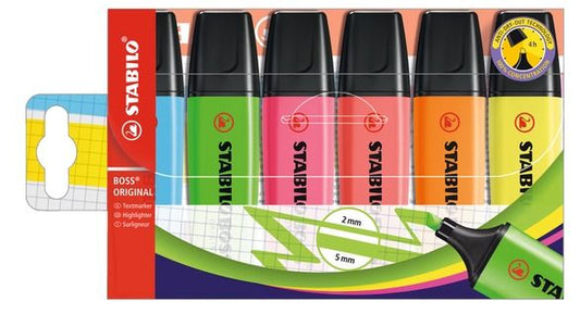 Evidenziatore - STABILO BOSS ORIGINAL - Astuccio da 6 - Colori assortiti (25526625)