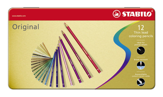 Matita colorata Premium - STABILO Original - Scatola in Metallo da 12 - Colori assortiti (25544812)