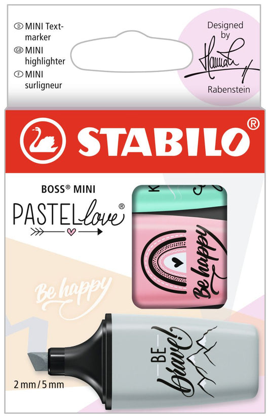 Evidenziatore - STABILO BOSS MINI Pastellove 2.0 - Astuccio da 3 - Rosa Antico/Carta da Zucchero/Verde Menta (25526545)