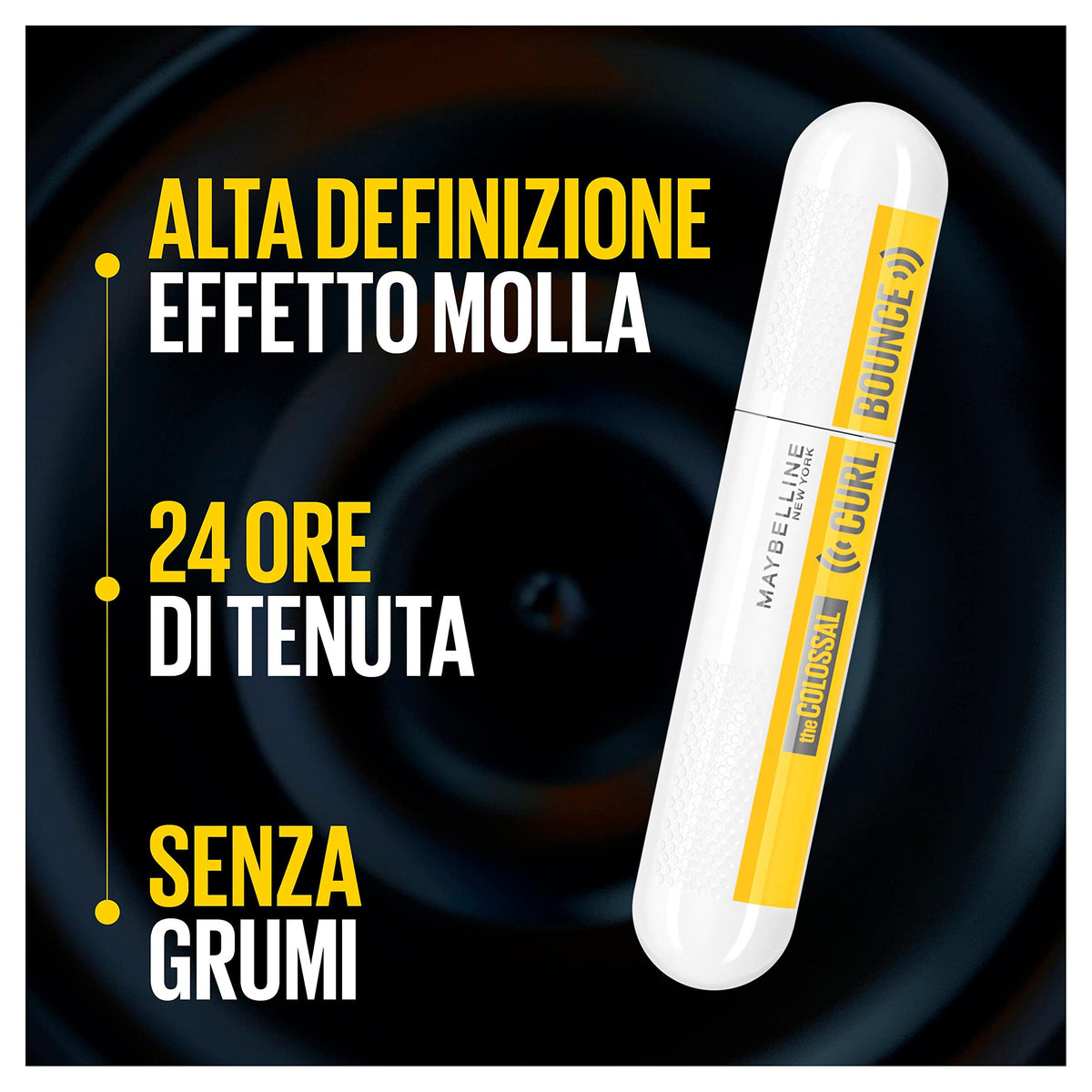 Maybelline New York Colossal Curl Bounce Mascara, 24h di Volume Colossale e Lunghezza Estrema, Con Memory Curl per una Curva delle Ciglia che Dura a Lungo, Very Black, 10 ml (25558672)